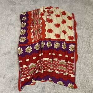 Kantha Bae Mumu Caftan Kaftan Dress OS Red Purple Beige Boho Hippie Artsy Floral